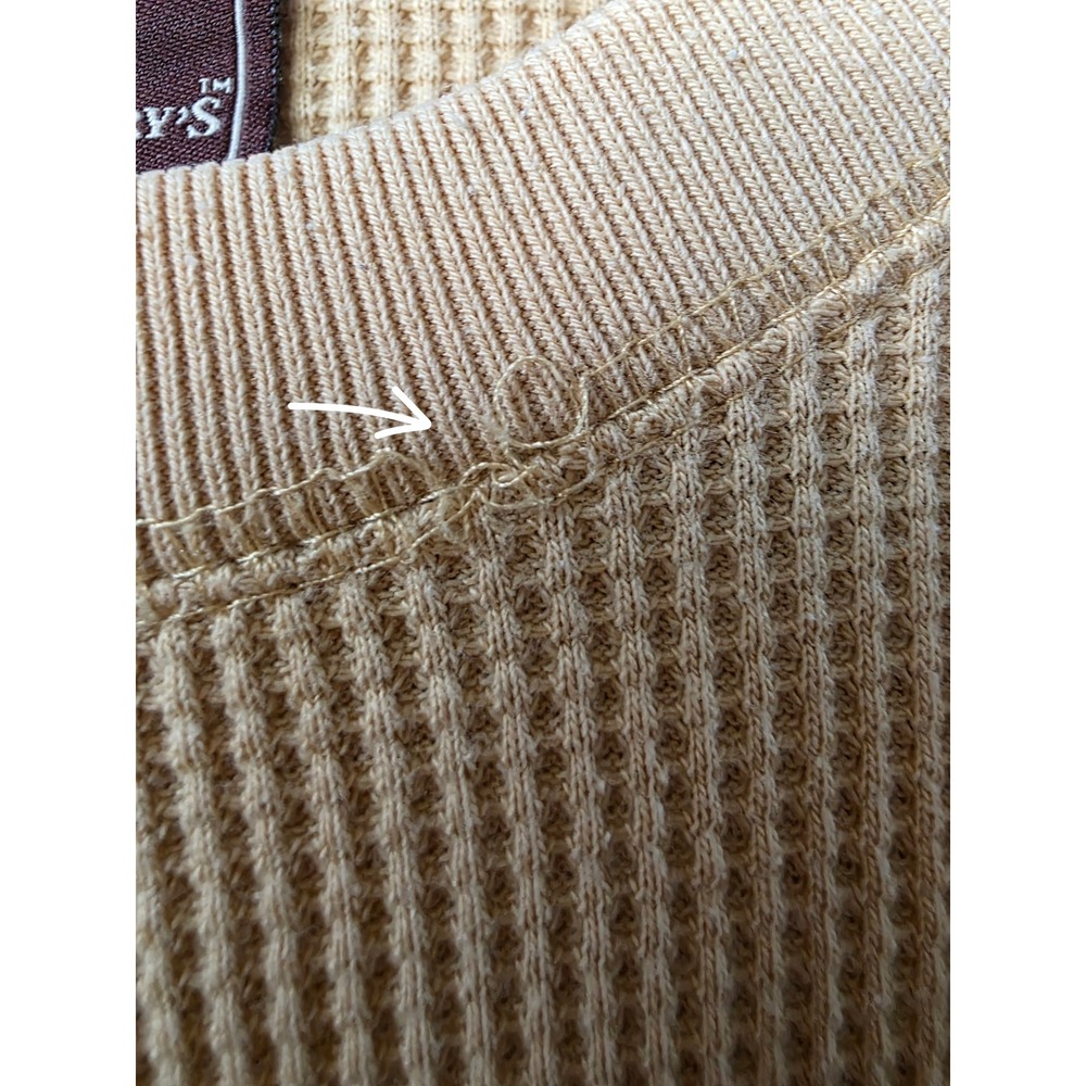 Steve & Barry's Mens Y2K Waffle Knit Thermal Long Sleeve Shirt Yellow Medium - Picture 4 of 4